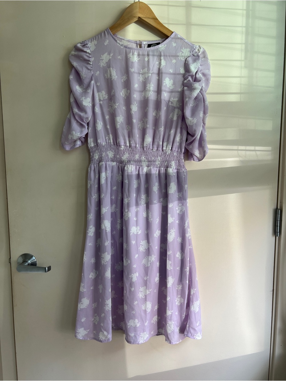 Bobeau Lilac Floral Puff Sleeve Kids Dress